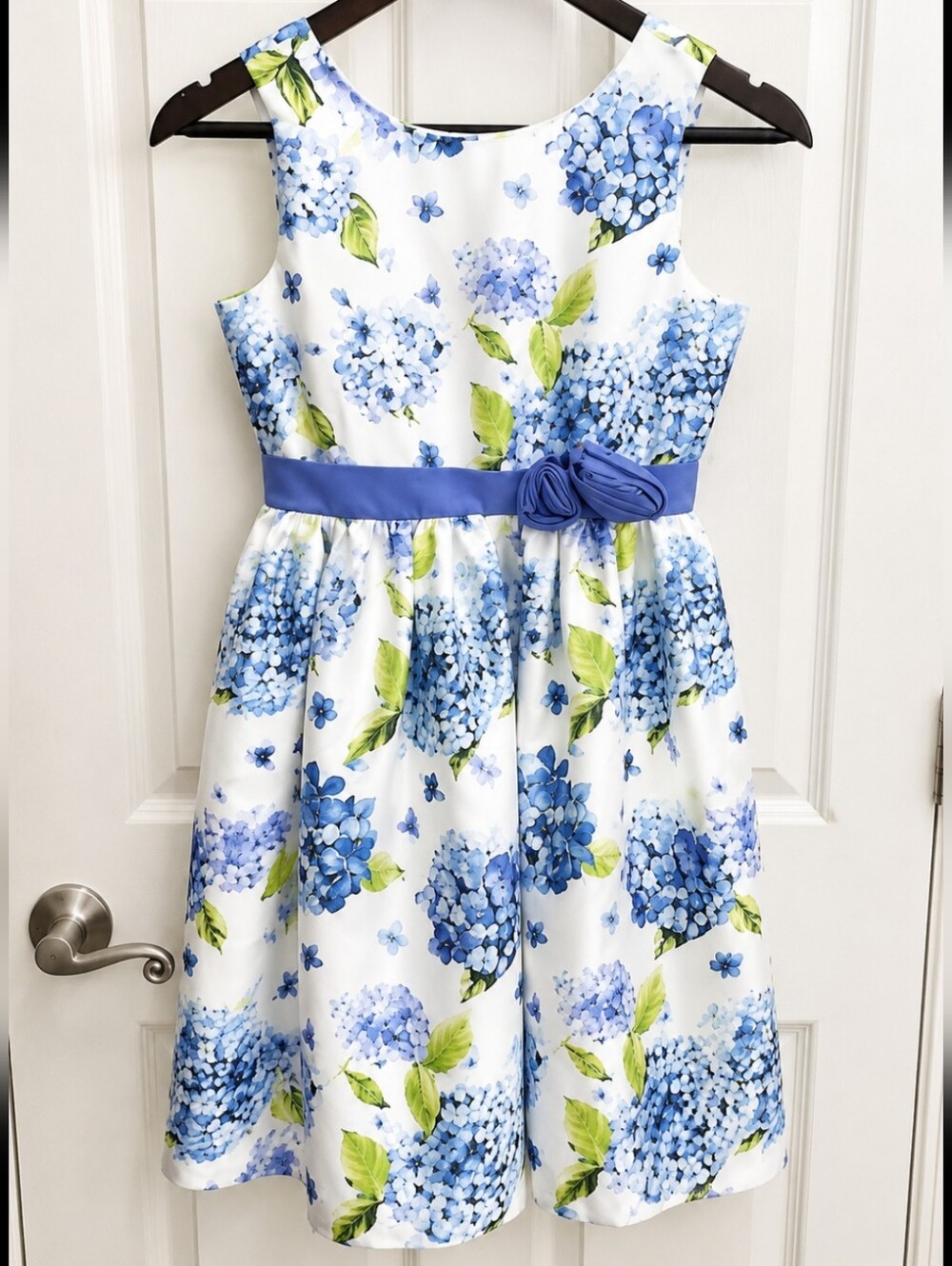 Gymboree Blue Floral Print Taffeta Girls Dress Sz 10